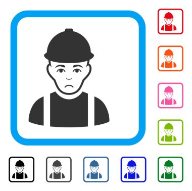 İşçi mutsuz simgesi çerçeveli