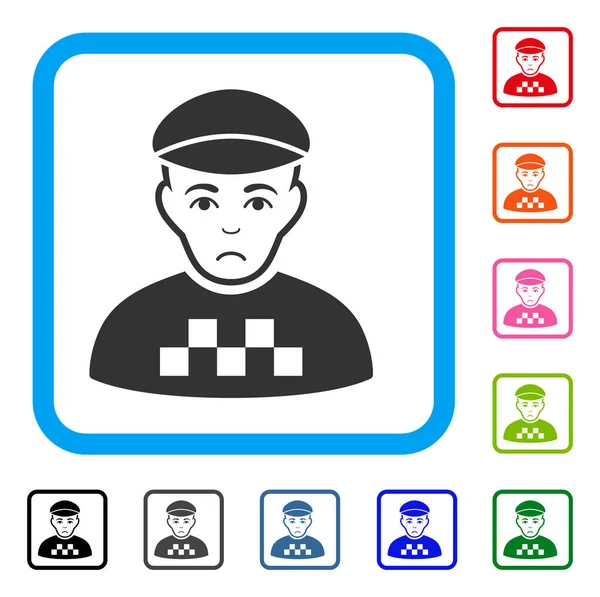 Taxi Driver emoldurado ícone infeliz — Vetor de Stock