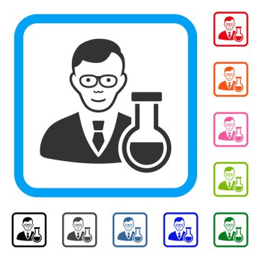 Çerçeveli kimyager memnun simgesi