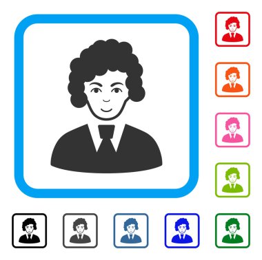 Katip Çerçeveli kadın memnun simgesi