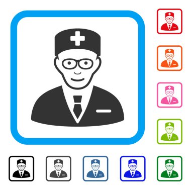 Baş hekim memnun simgesi çerçeveli