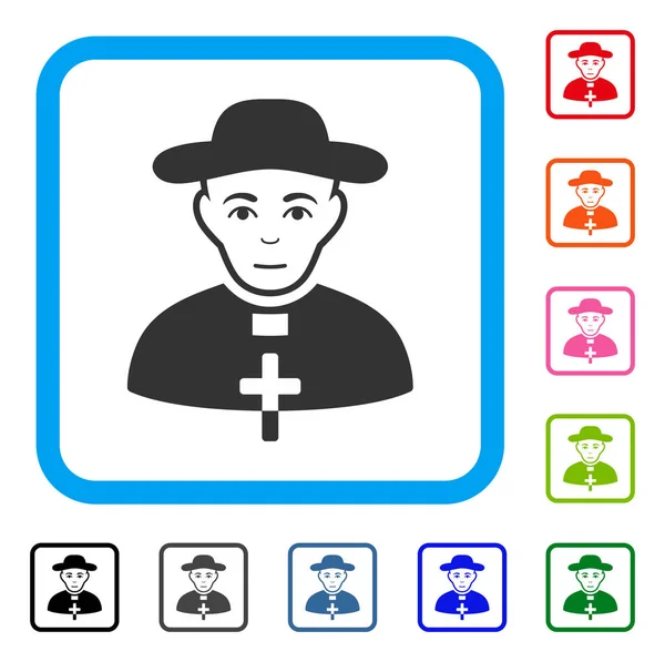 Pastor católico emoldurado ícone alegria — Vetor de Stock