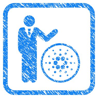 İşadamı Haritayı Cardano damga çerçeveli