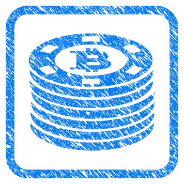 Bitcoin Casino fişi Grunge simgesi çerçeveli
