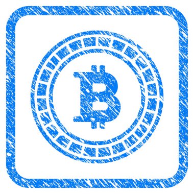 Bitcoin Casino rulet Grunge simgesi çerçeveli