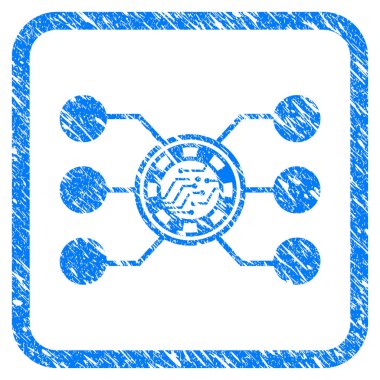 Casino çip devre Grunge simgesi çerçeveli