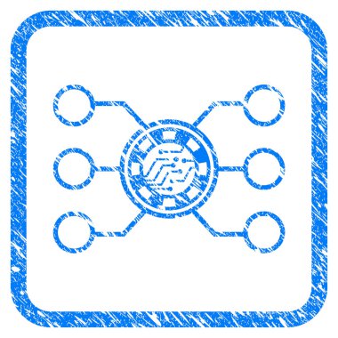 Casino çip devre Grunge simgesi çerçeveli