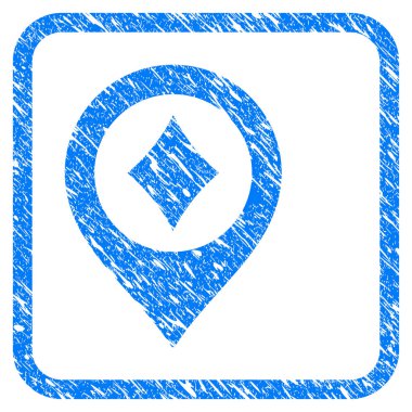 Casino harita işaretçi Grunge simgesi çerçeveli