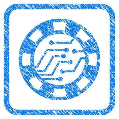 Dijital Casino çip Grunge simgesi çerçeveli