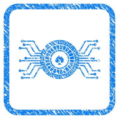 Dijital Casino rulet Grunge simgesi çerçeveli