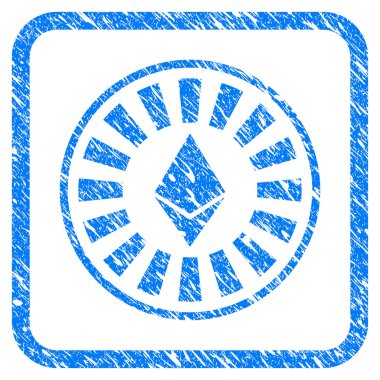 Ethereum Casino rulet Grunge simgesi çerçeveli