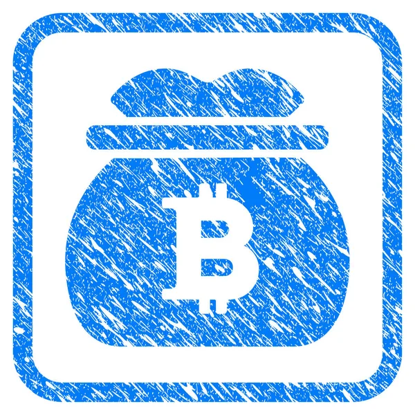 Bitcoin Money Bag Framed Grunge Icon — Stock Vector
