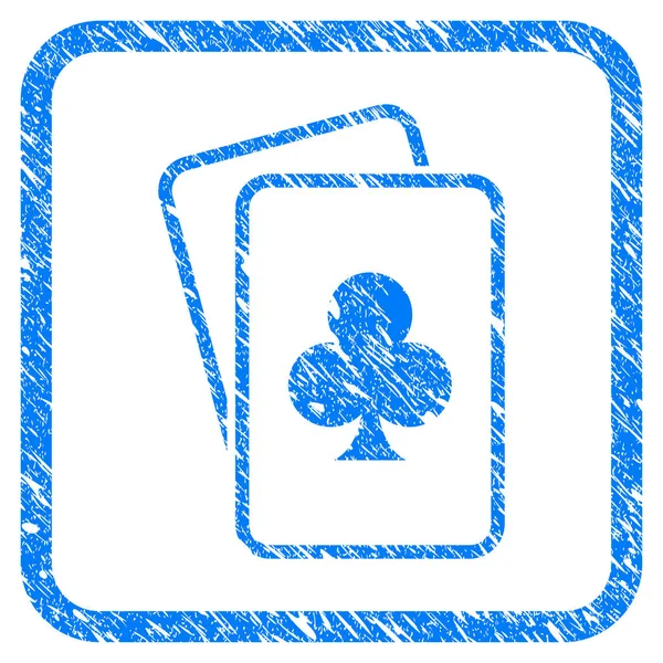 Clubs Cartes à jouer Icône Grunge encadrée — Image vectorielle