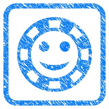 Mutlu Casino çip Grunge simgesi çerçeveli