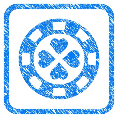 Poker Casino çip Grunge simgesi çerçeveli