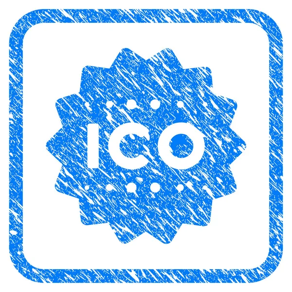 Ico Token Framed Grunge Icon — Stock Vector