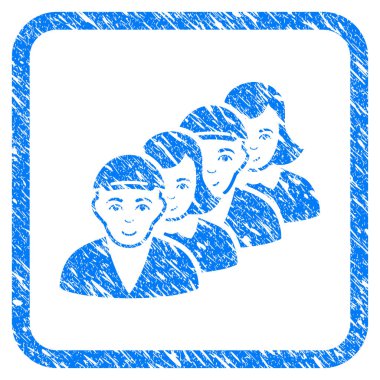 İnsanlar sıra damga çerçeveli