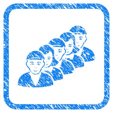 İnsanlar sıra damga çerçeveli