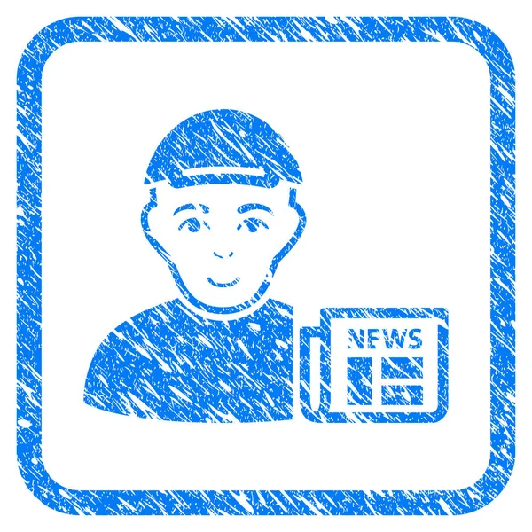 News Reader Framed Stamp — Stock Vector