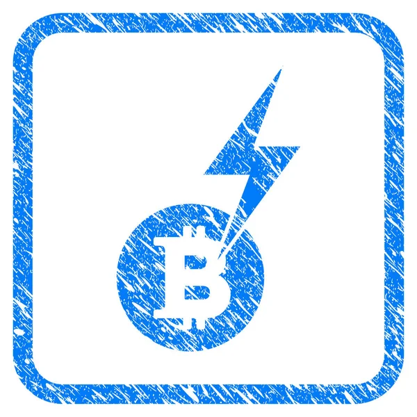 Bitcoin Lightning Strike Framed Stamp — Stock Vector