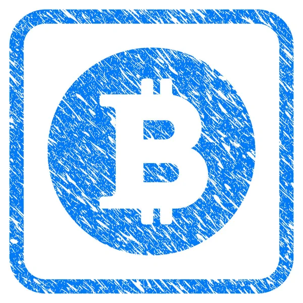 Bitcoin Coin Framed Stamp — Stock Vector