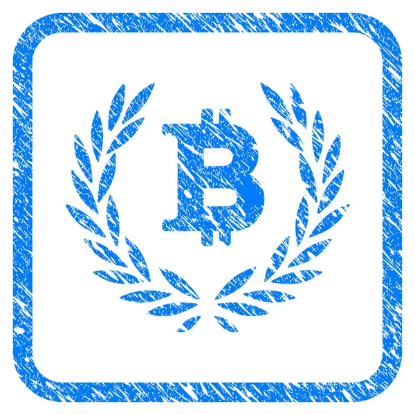 Bitcoin-Lorbeerkranz gerahmte Briefmarke — Stockvektor