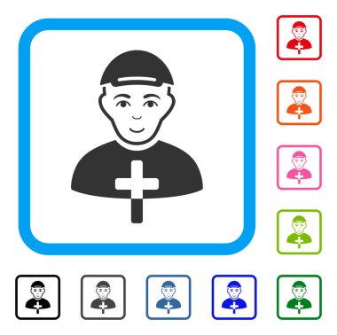 Christian Monk neşeli simgesi çerçeveli