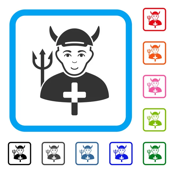 Satan priester ingelijst blij pictogram — Stockvector