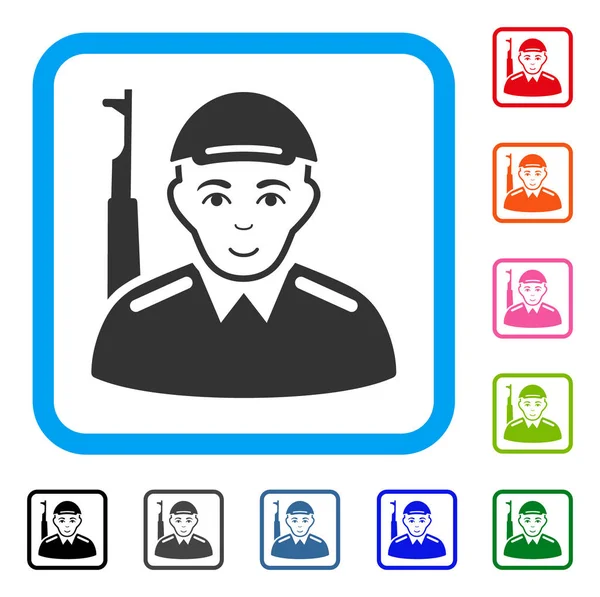 Icône positive encadrée par un soldat — Image vectorielle