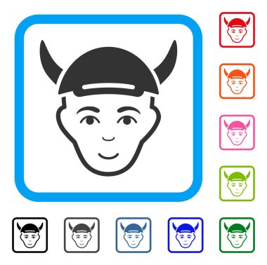 Boynuzlu çocuk kafa sevinç simgesi çerçeveli