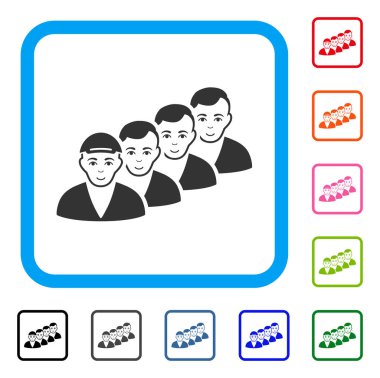 İnsanlar sıra sevinç simgesi çerçeveli