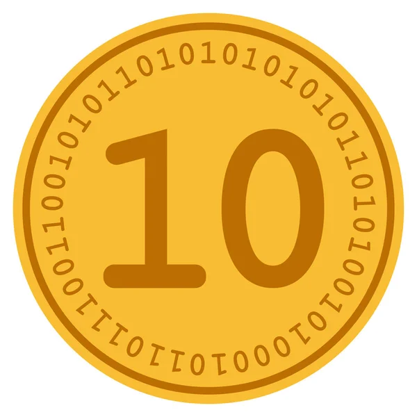 Dez moedas digitais —  Vetores de Stock