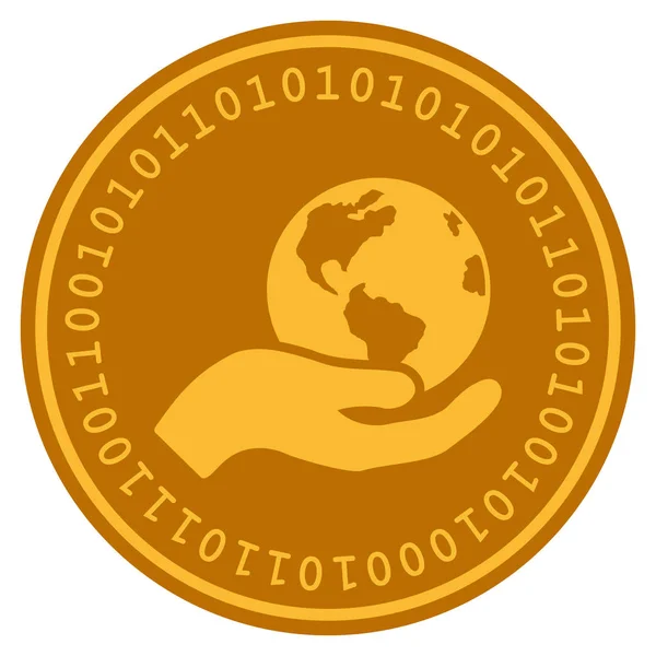 Jorden vård Digital mynt — Stock vektor
