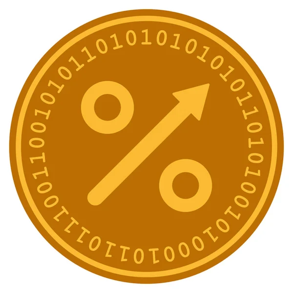 Growing Percent Digital Coin — Stock Vector
