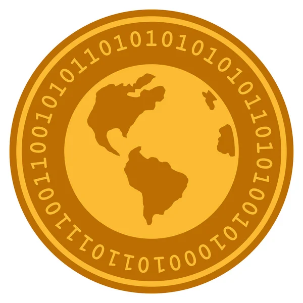 Planeet aarde digitale Coin — Stockvector