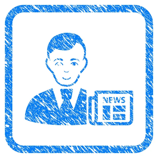 Businessman News Framed Stamp — Stock Vector