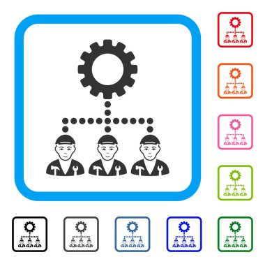 Dişli hiyerarşi işçiler memnun simgesi çerçeveli