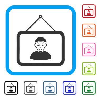 Adam portre memnun simgesi çerçeveli