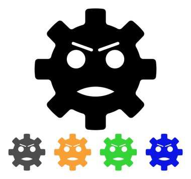 Dişli kızgın surat vektör simgesi