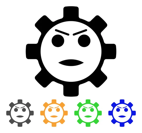 Gear Angry Smiley Vector Icon — Stock Vector