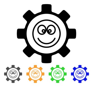 Dişli mutlu gülümseme vektör simgesi