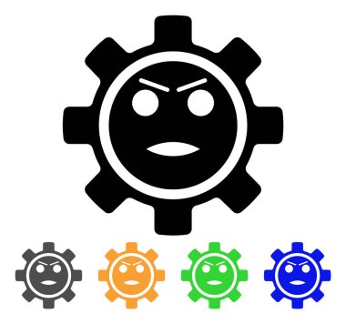 Dişli kızgın surat vektör simgesi