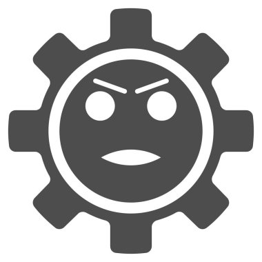 Dişli kızgın gülen düz simgesi