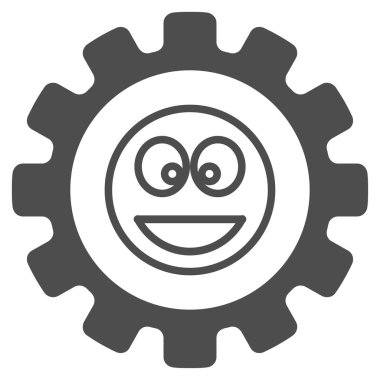 Ayarları dişli bir gülümseme düz simgesi