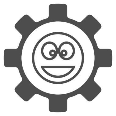 Hizmet dişli mutlu gülümseme düz simgesi