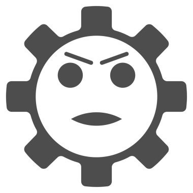 Dişli kızgın gülen düz simgesi