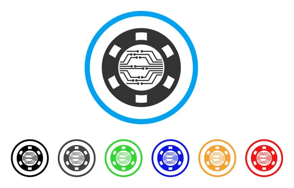 Icono de vector de chip de casino digital — Vector de stock