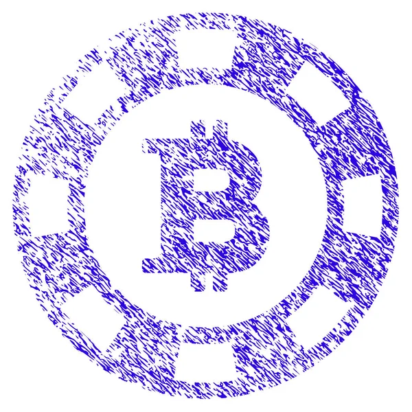 Bitcoin Casino Chip Icono Grunge marca de agua — Vector de stock