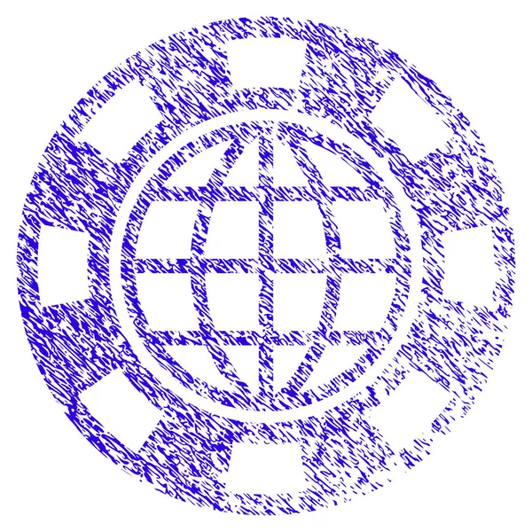 Global Casino Chip Icône Grunge filigrane — Image vectorielle