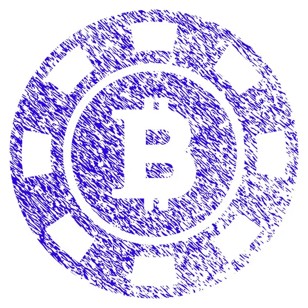 Bitcoin Casino Chip Icono Grunge marca de agua — Vector de stock